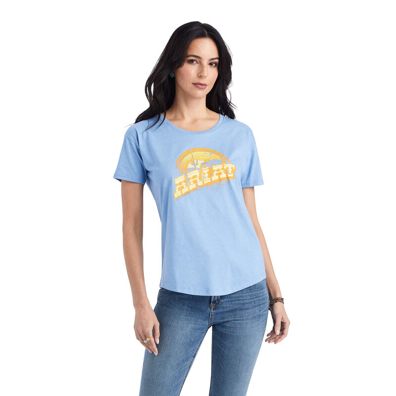 Ariat T-Shirts Damen - Sunset Arc Blau ( GODLT-5630 )